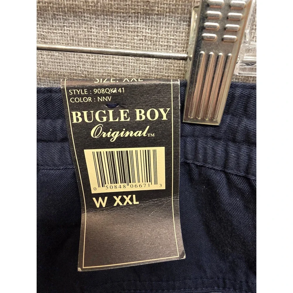 Bugle Boy Mens Cargo Shorts XXL Navy Blue Cotton Elastic Waist 908QK141 NWT